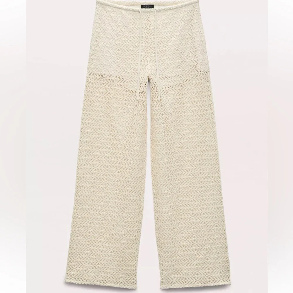 NWT $278 Rag & Bone Cream Crochet Wide Leg Pants Liv  Mesh Turtledove Size XS - Picture 7 of 14
